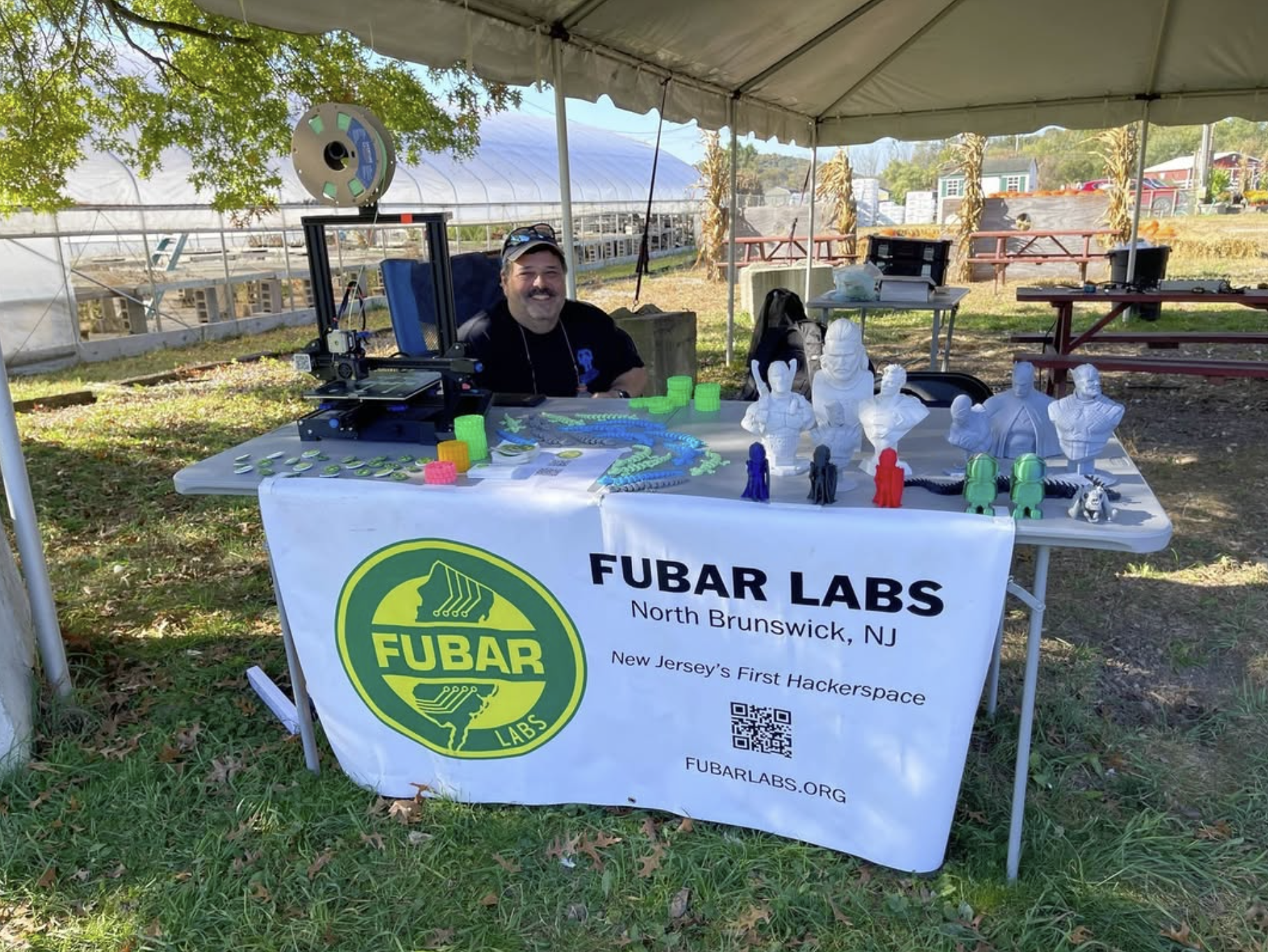 FUBAR Labs community booth with 3D prints